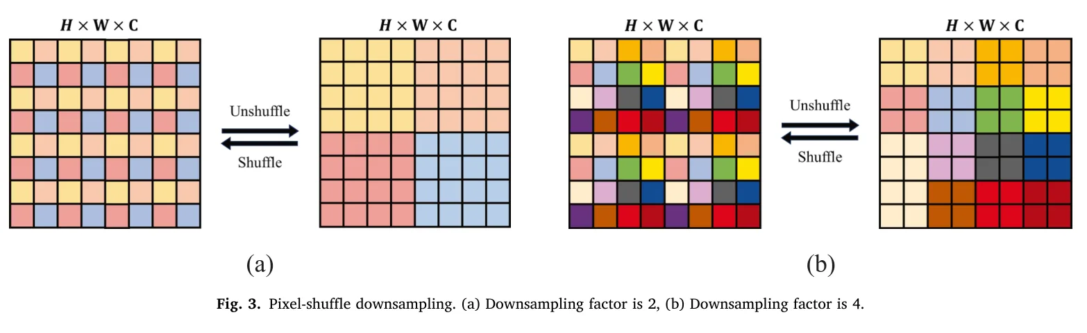 图 3：Pixel-shuffle 降采样。图源：Yang et al., Figure 3, JAG 2026